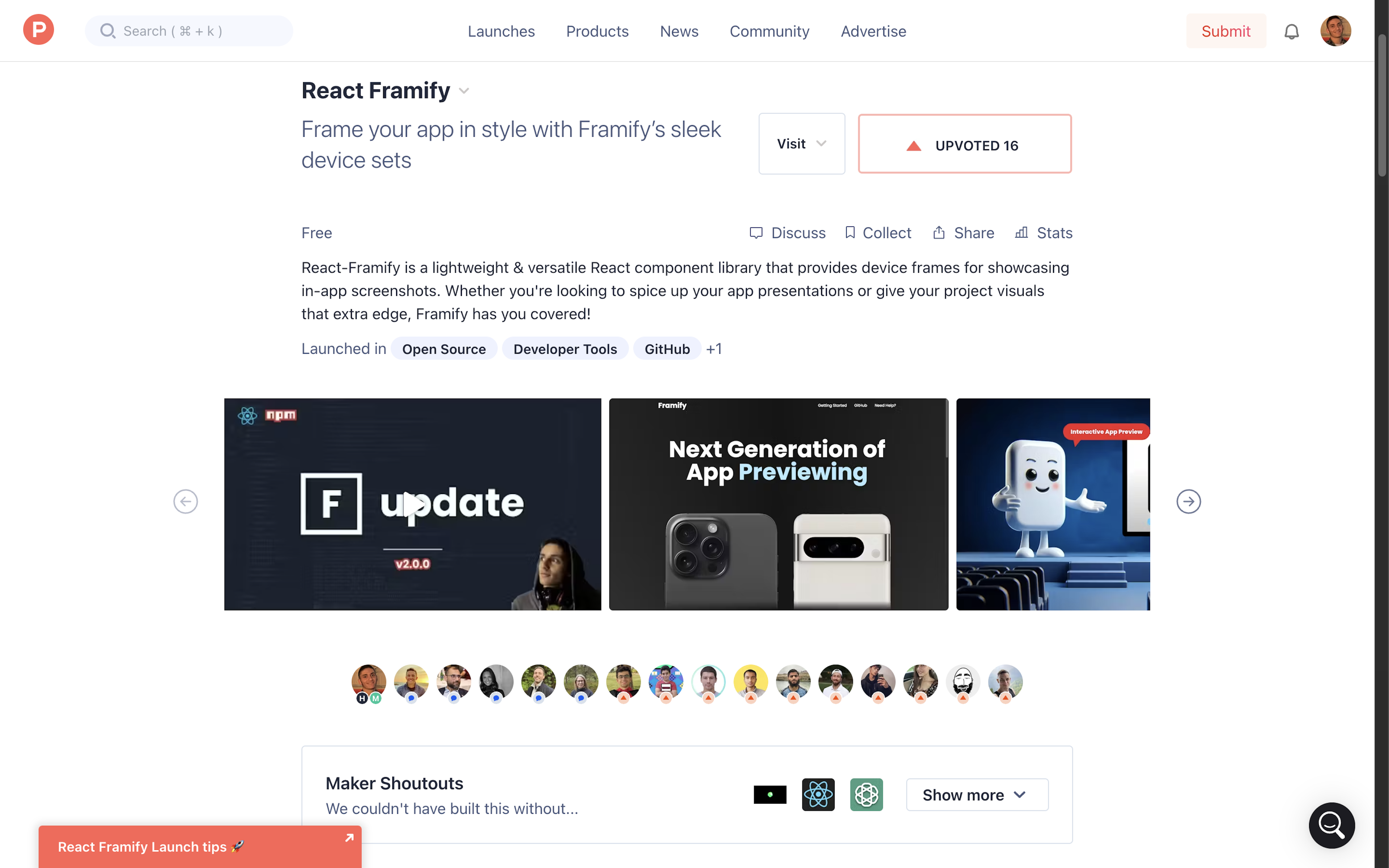 React-Framify on Product Hunt